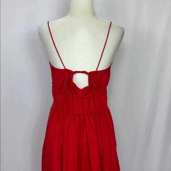 COS Gathered-Waist Midi Dress Red Bright Sleeveless Size 12 NWOT - Picture 10 of 14